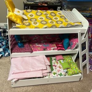 18in doll bunk bed with trundle with bedding